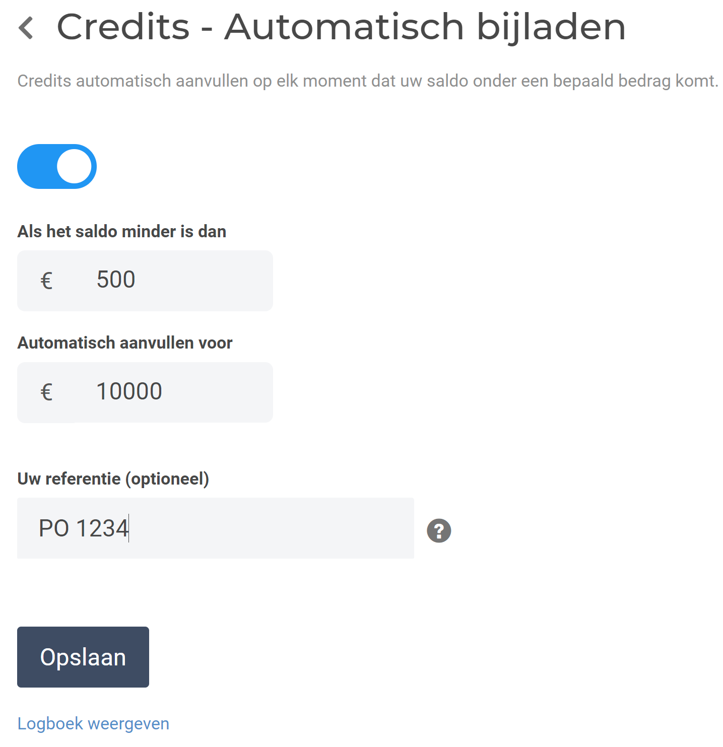 Credits - Automatisch bijladen